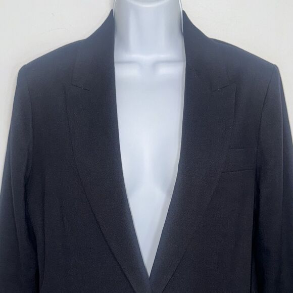 Vince Black Linen Blend Blazer One Button Surgeon Cuff Pockets Women Size 10 EUC - Picture 4 of 13